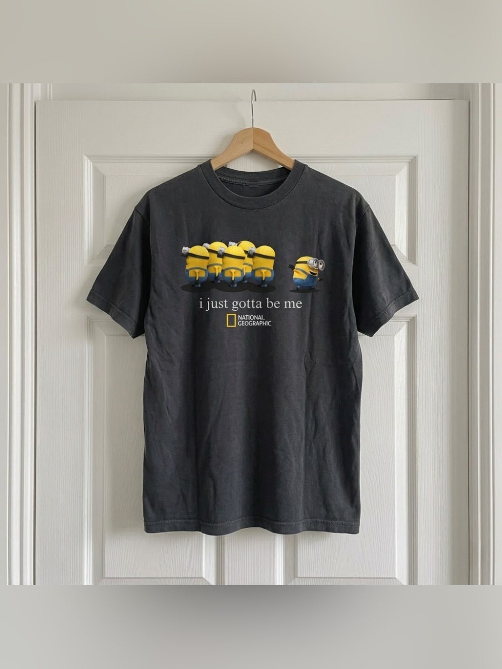Minions National Geographic I Just Gotta Be Me Black Graphic T-Shirt